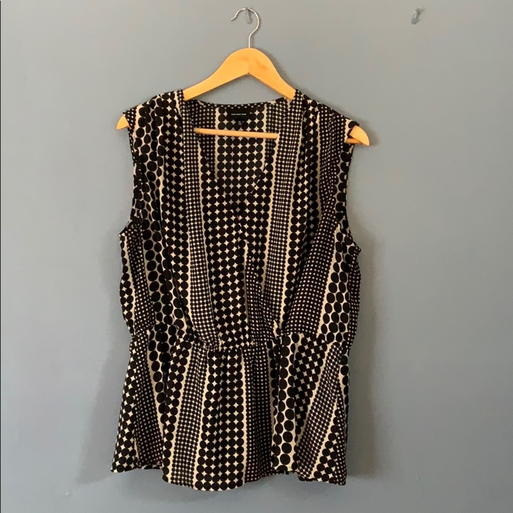 WhoWhatWear Black and Cream Tank Blouse XL